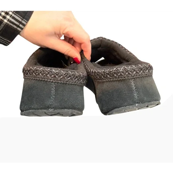 UGG Pierside Tasman Slipper Black Suede Shearling Lined Women's Size 8 Cozy Warm - Picture 5 of 8